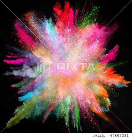 Colored powder explosion on black background. Colored powder explosion on black background. 44392081