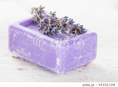 Lavender soap on white background. Lavender soap on white background. 44392108