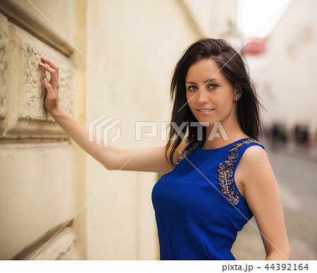 Fashionably dressed woman on the streets of a Prague. Fashionably dressed woman on the streets of a Prague. 44392164
