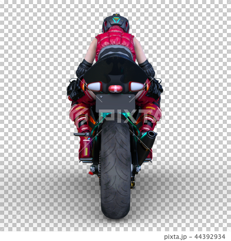 赤いバイクとライダー 44392934