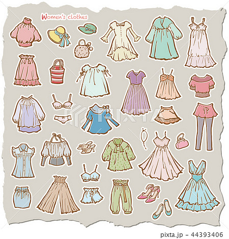 女性の洋服のイラストのイラスト素材 44393406 Pixta