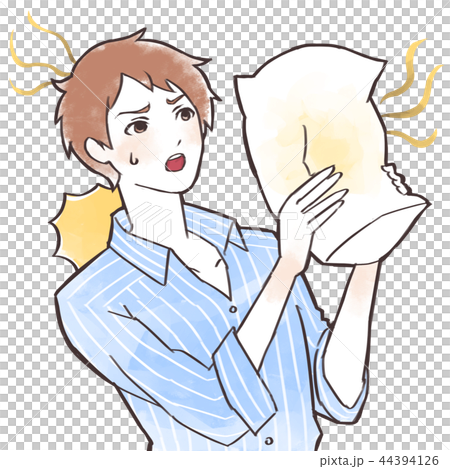 枕を持つ男性のイラスト素材
