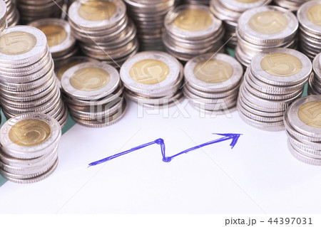 Financial concept, arrow up and coins 44397031