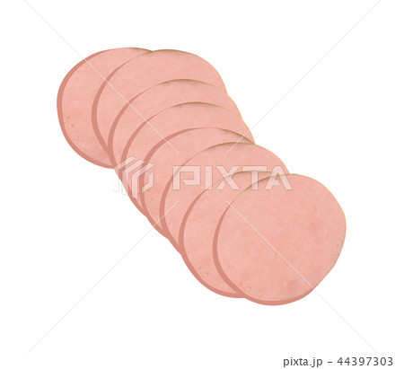 Sliced sausage isolated on white 44397303