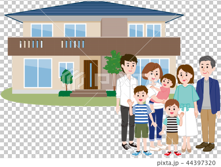 二世帯住宅 大家族のイラスト素材