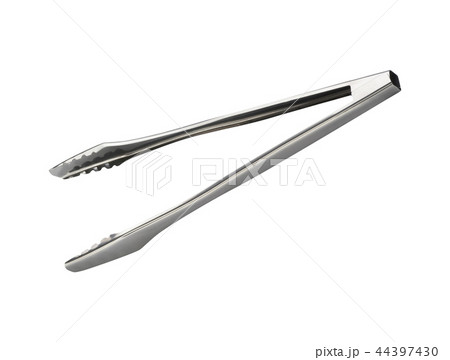 Stainless steel ice tongs isolated on white 44397430