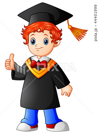 Cartoon boy graduation giving thumbs up 44401999