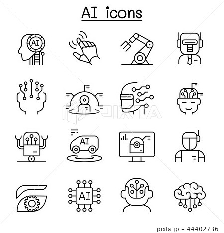 AI , Artificial intelligence icon set in thin line AI , Artificial intelligence icon set in thin line 44402736