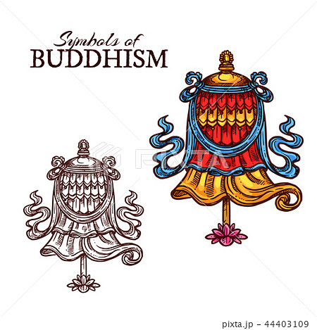 Buddhism religion victory banner, vector 44403109