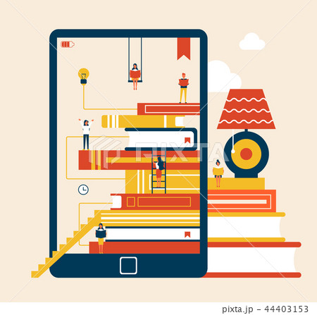 Electronic Book and Table Vector Illustration Electronic Book and Table Vector Illustration 44403153