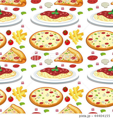 Pasta And Pizza Seamless Patternのイラスト素材