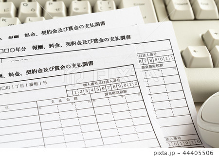 支払調書　所得　源泉徴収税額　報酬　料金　契約金　賞金 44405506