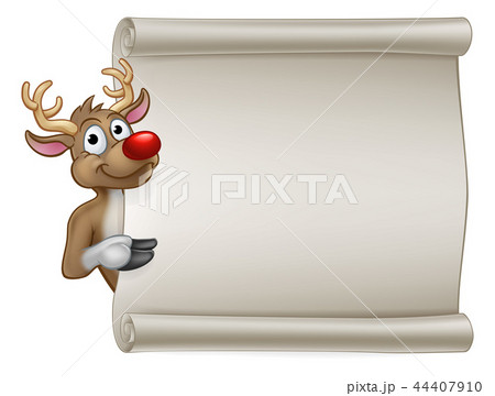 Christmas Reindeer Cartoon Sign 44407910