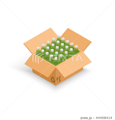 Wine bottles cardboard box vector illustration 44408414