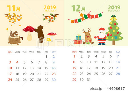 2019年11月 12月 イベントのカレンダーのイラスト素材 44408617 Pixta
