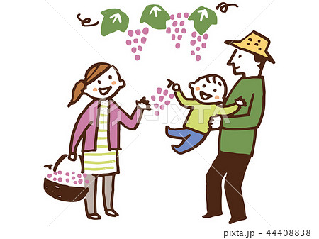 親子でぶどう狩りのイラスト素材 4440 親子でぶどう狩りのイラスト素材 4440