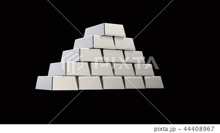 Silver bars pyramid 3D rendering 44408967