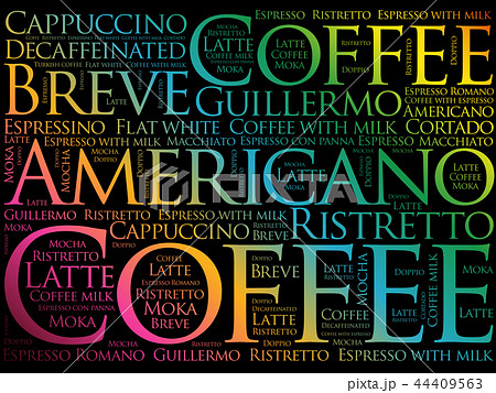 List of coffee drinks words cloud 44409563