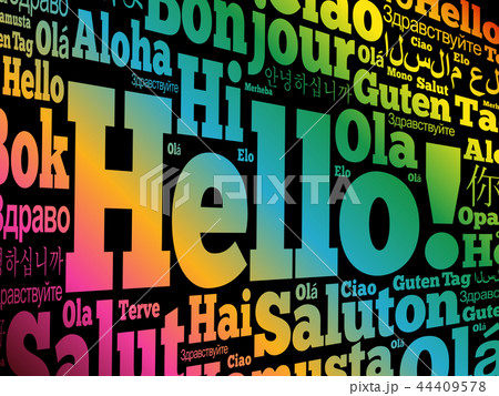 Hello word cloud in different languages 44409578