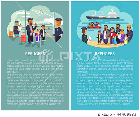 Refugees Airport and Ship Vector Illustration 44409833