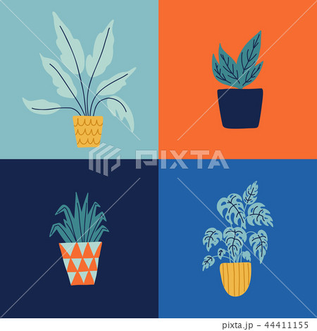 Seamless pattern with garden tools and flower pots. 44411155