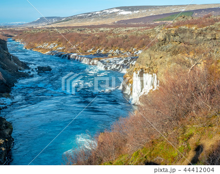 View around Hraunfossar waterfall, Iceland View around Hraunfossar waterfall, Iceland 44412004