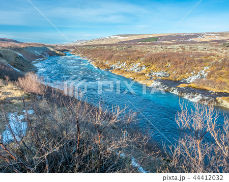 Hraunfossar waterfall in Iceland Hraunfossar waterfall in Iceland 44412032