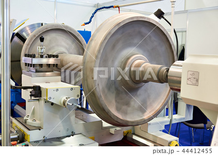 Huge wheels of train in lathe Huge wheels of train in lathe 44412455