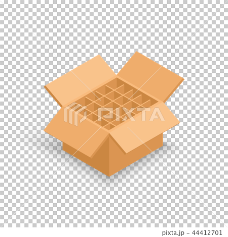 Opened cardboard box without the bottle. Opened cardboard box without the bottle. 44412701