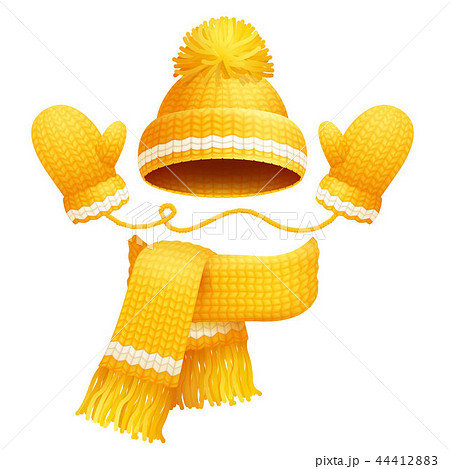 Cute Hat Scarf and Gloves Vector Illustration 44412883