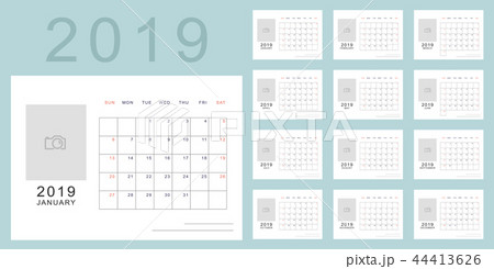 Simple minimalistic calendar of new 2019 year Simple minimalistic calendar of new 2019 year 44413626