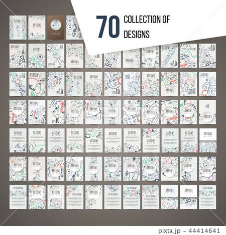 Set of 70 vector designs of hand-drawn arrow. 44414641