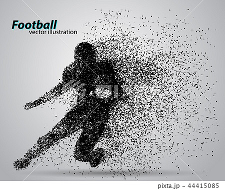 silhouette of a football player from particle. Rugby. American footballer 44415085