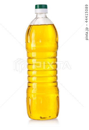 oil in a plastic bottle on a white background. 44415089