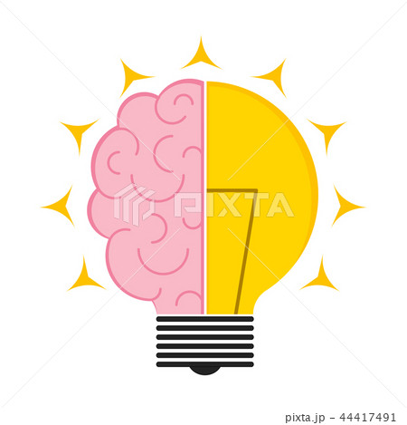Conceptual lightbulb icon with a brain 44417491