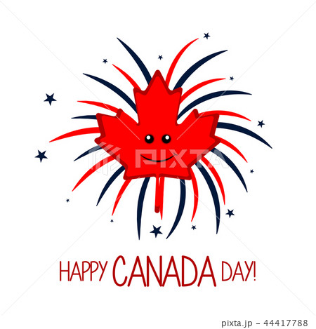 Maple leaf and firework explosions. Canada day 44417788
