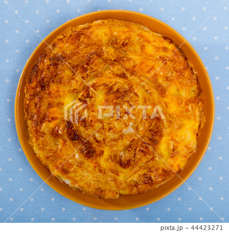 Top view of Bulgarian cheese filo pie Banitsa Top view of Bulgarian cheese filo pie Banitsa 44423271