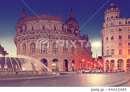 Evening view of Piazza de Ferrari, Genoa 44423485