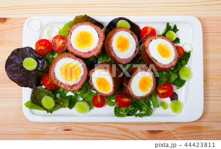 Top view of Scotch eggs Top view of Scotch eggs 44423811