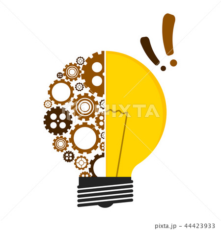 Conceptual lightbulb icon with gear pieces Conceptual lightbulb icon with gear pieces 44423933