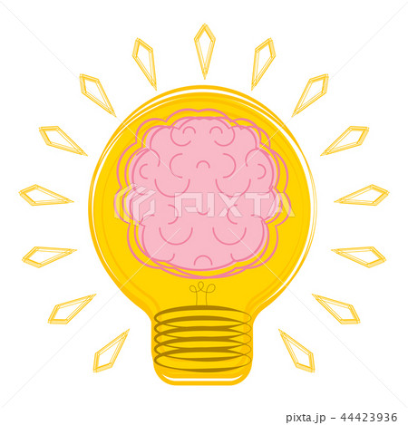 Conceptual lightbulb icon with a brain 44423936