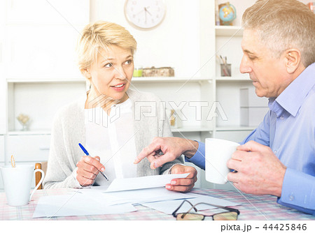 Woman and man are lead discussion Woman and man are lead discussion 44425846