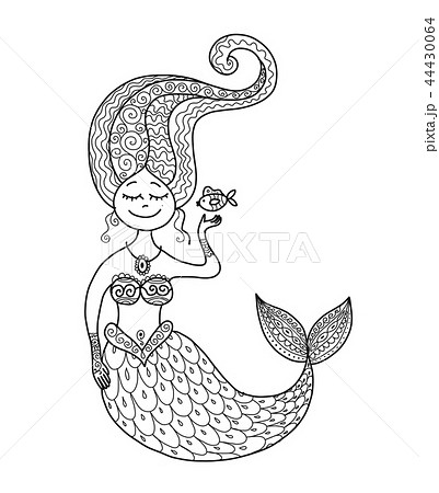 Cute Mermaid And Fish For Your Designのイラスト素材