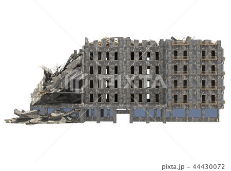 Ruined building isolated on white background 3D Illustration Ruined building isolated on white background 3D Illustration 44430072