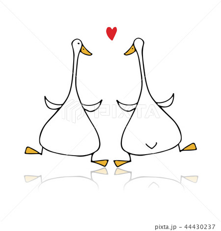 Funny goose couple, sketch for your design 44430237