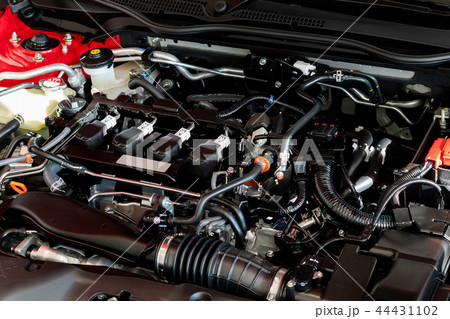 Close up detail of new car engine Car engine part Close up detail of new car engine Car engine part 44431102