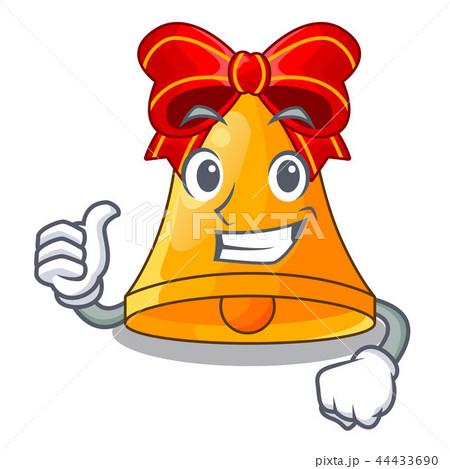 Thumbs up cartoon christmas bells with red bow 44433690