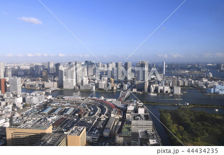 日本の東京都市景観  築地市場・83年の歴史に幕、6日営業終了。右奥は、豊洲市場など＝10月6日撮影 44434235