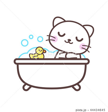 入浴中のネコのイラスト素材