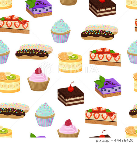 Cakes and Sweet Bakery Pattern Vector Illustration Cakes and Sweet Bakery Pattern Vector Illustration 44436420